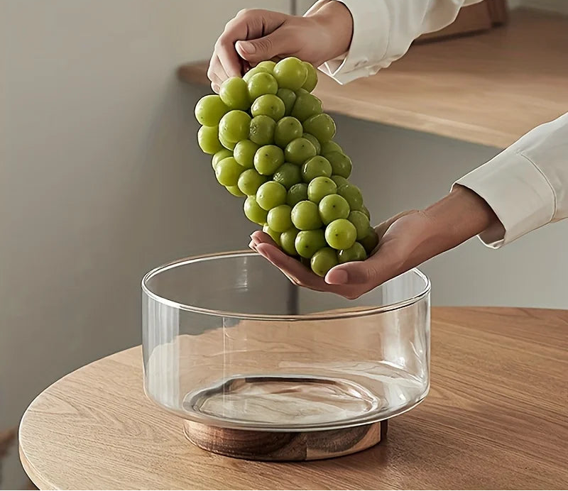 Tigela de Vidro e Madeira