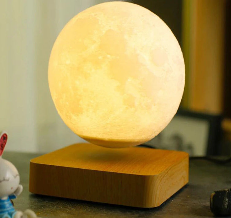 Nova impressão 3d led night light criativo toque levitação magnética lua lâmpadas 3 cores rotativa flutuante atmosfera lâmpada presente