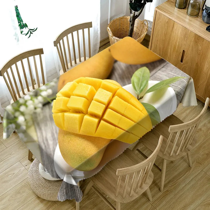 Toalha de Mesa 3D com Estampa de Frutas Vibrantes