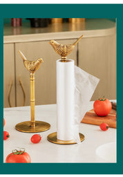 Suporte de Papel Toalha de Bronze com Pássaro Decorativo