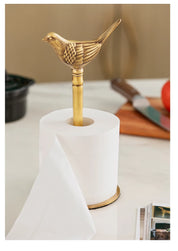 Suporte de Papel Toalha de Bronze com Pássaro Decorativo