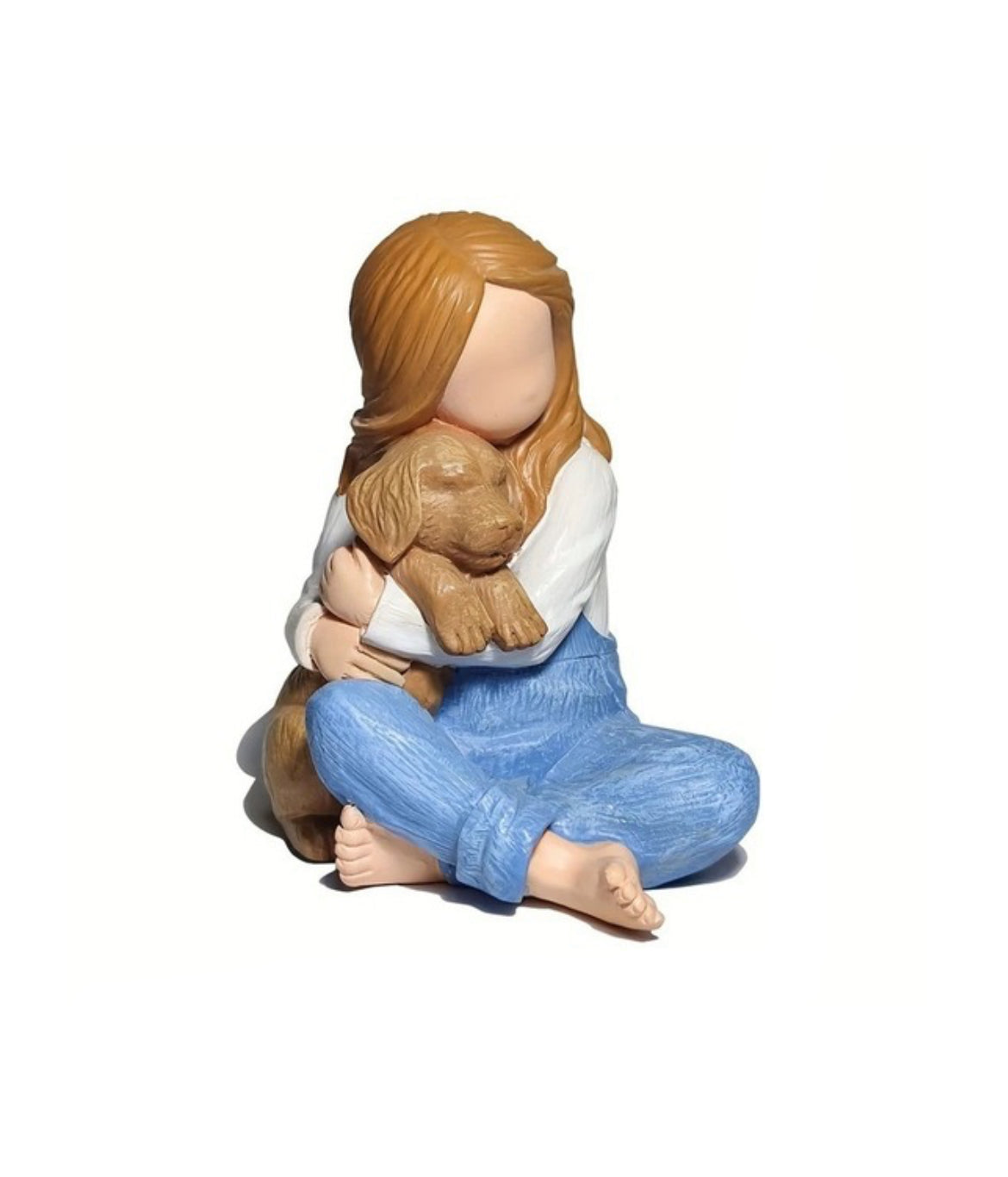 Escultura Menina e Golden Retriever