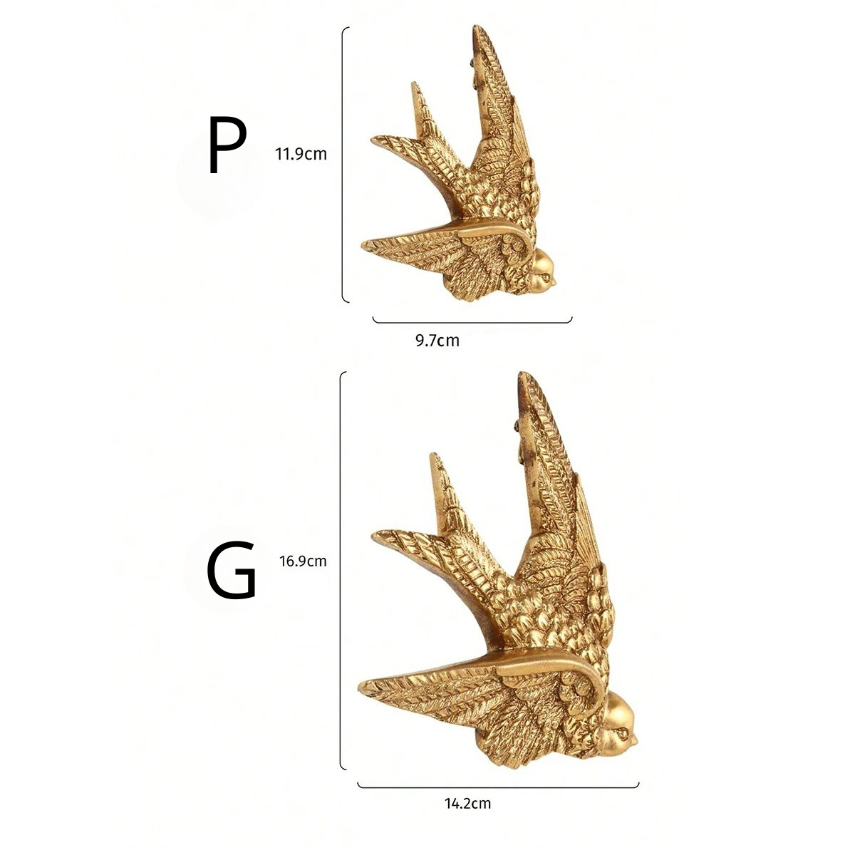 Decoração de Parede Andorinha Dourada em Resina