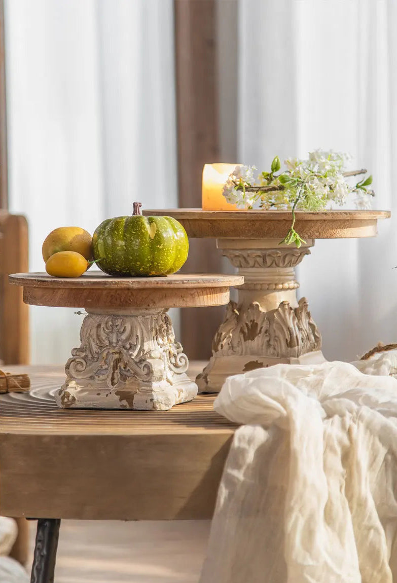 Carrinho De Exibição De Bandeja De Frutas De Madeira Enfeites De Casamento Risers Brancos Resistiu, Coluna De Escultura, Carrinho De Exibição De Sobremesa