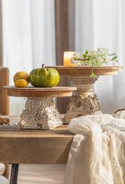 Carrinho De Exibição De Bandeja De Frutas De Madeira Enfeites De Casamento Risers Brancos Resistiu, Coluna De Escultura, Carrinho De Exibição De Sobremesa