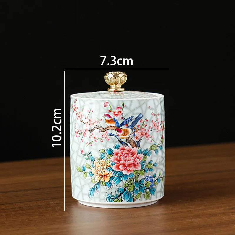 Pote de Armazenamento Decorado em Cerâmica