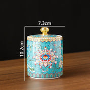 Pote de Armazenamento Decorado em Cerâmica