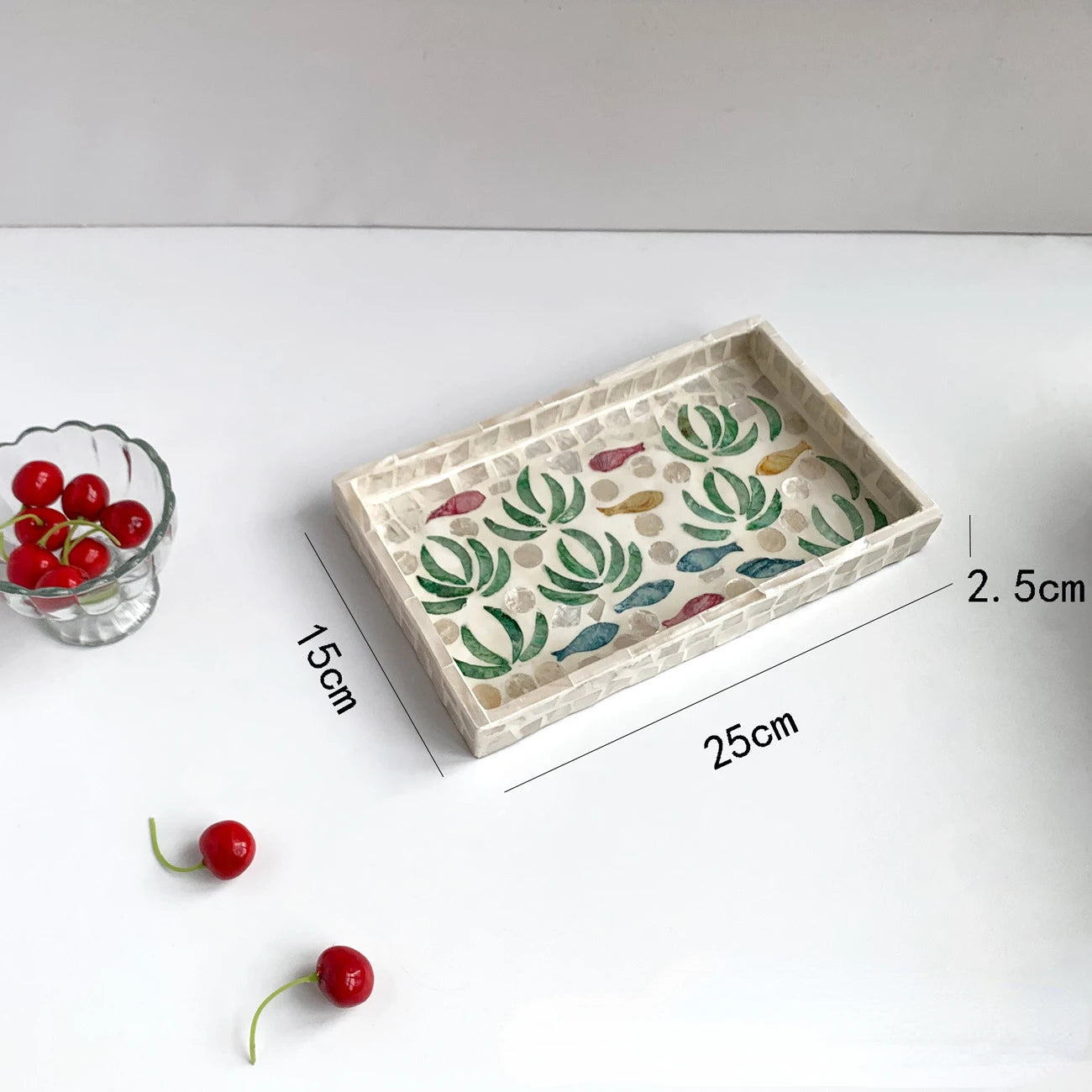 Bandeja retangular de concha oval, placa de armazenamento colorida, sala de estar, bolo, café, restaurante, decorações de armazenamento, organizador de joias