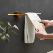 Toalheiro Cabide de Madeira e Alumínio sem Perfuração