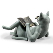 Ler literatura gato artesanato decoração criativa ler gato casa mesa decoração estátua escritório decoração para casa presente acessórios do carro