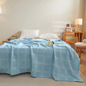 Cobertor de algodão puro, grade de favo de mel, colcha de verão sólida, cobertores de cochilo respiráveis, lençol azul para crianças adultas e bebês 150*200cm