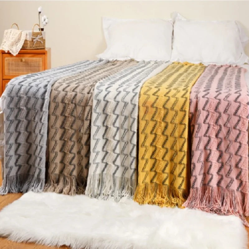 Manta de Malha Jacquard Vintage