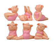 Conjunto de 6 Estatuetas  Porquinhas Dançarinas