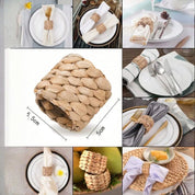 2/6 pces suporte de anéis de guardanapo de fazenda feito à mão, suporte de anéis de guardanapo de tecido rústico, outono tecido para o natal, ano novo