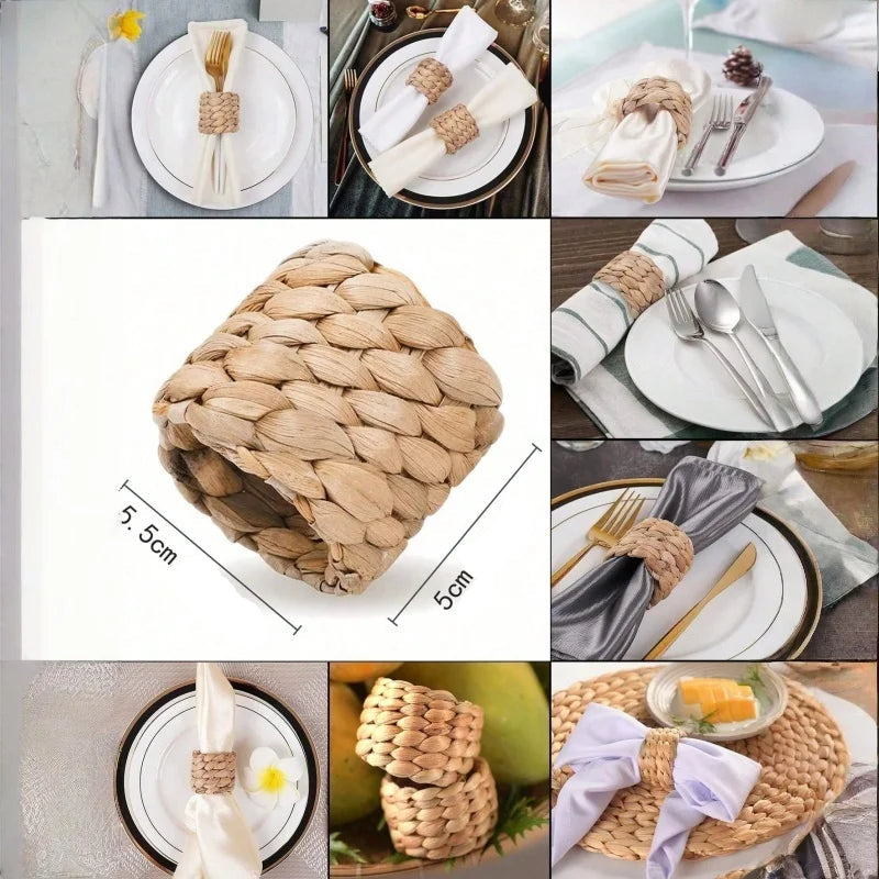 2/6 pces suporte de anéis de guardanapo de fazenda feito à mão, suporte de anéis de guardanapo de tecido rústico, outono tecido para o natal, ano novo