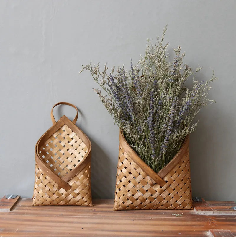 Conjunto de Cesta Decorativa de Bambu