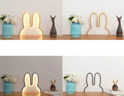 Menina adorável nordic lâmpada do quarto das crianças criativo led coelho lâmpada usb de três cores mutável lâmpada de cabeceira decoração da parede luz da noite