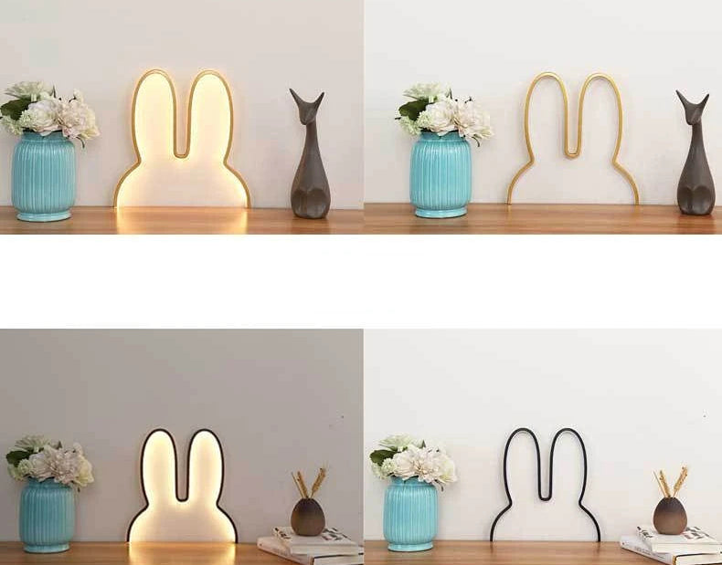 Menina adorável nordic lâmpada do quarto das crianças criativo led coelho lâmpada usb de três cores mutável lâmpada de cabeceira decoração da parede luz da noite