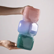 Vaso de vidro geométrico colorido, garrafa de vidro de cor gradiente, vaso de flores, terrário hidropônico, vaso de flores, decoração de casa