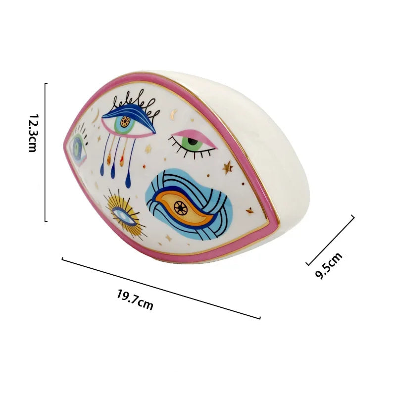 Artesanato de cerâmica criativo, decoração de casa, azul turco, esculturas de mau olhado, estátua de olho do diabo, estilo marrocos, ornamentos de mesa