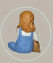 Escultura Menina e Golden Retriever