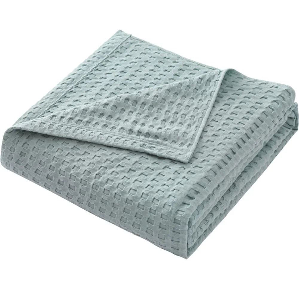 Cobertor térmico de algodão puro premium, cobertor térmico macio e confortável, leve, colchas para todas as estações