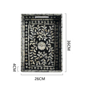 Ahunderjiaz-Bandeja Retro Shell Quadrado, Sala De Jantar E Sala De Estar, Decorações De Mesa, Armazenamento De Luxo Preto Leve, Bandeja De Frutas, Casa D