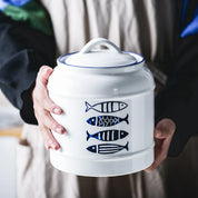 Jarro selado cerâmico com tampa, jarra do armazenamento da mercearia, grande capacidade, transportador portátil do chá, armazenamento do petisco da umidade-prova, uso home