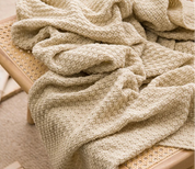 Cobertores nórdicos para cama, sofá, colcha de malha grossa, cobertor de malha com borla, cor lisa, waffle em relevo