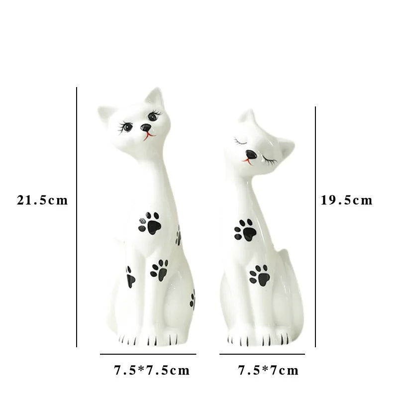 Casal de Gatos em Cerâmica