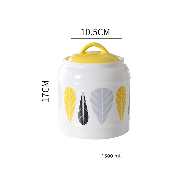 Jarro selado cerâmico com tampa, jarra do armazenamento da mercearia, grande capacidade, transportador portátil do chá, armazenamento do petisco da umidade-prova, uso home