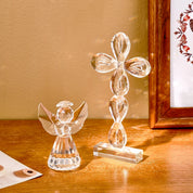 1pc amor anjo e cruz prisma em forma de artesanato de vidro, peitoris da janela coletor de sol ornamento prisma luz captura artesanato decorativo