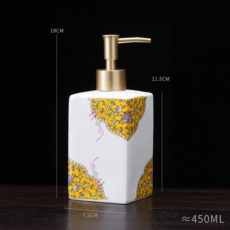 Dispensador de sabão cerâmico 450ml, garrafa desinfetante para as mãos, garrafa de prensa, garrafa de gel de banho para hotel, dispensação de detergente para lavanderia