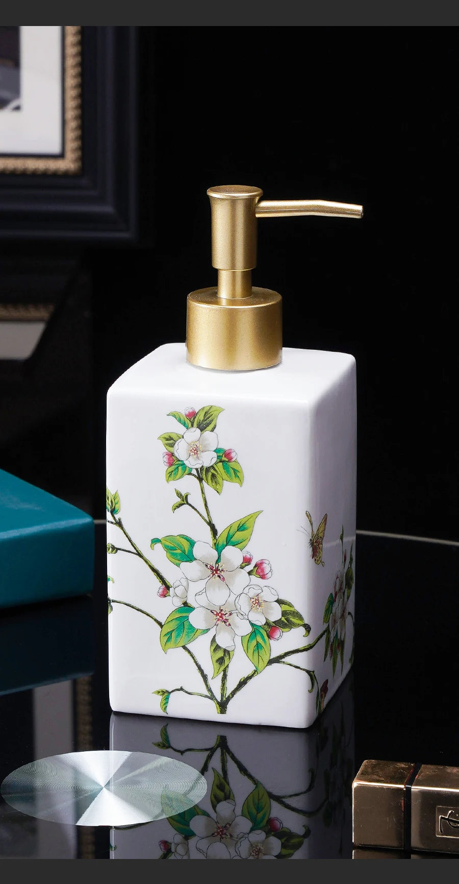 Dispensador de sabão cerâmico 450ml, garrafa desinfetante para as mãos, garrafa de prensa, garrafa de gel de banho para hotel, dispensação de detergente para lavanderia