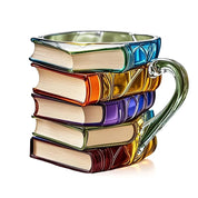 Caneca de livro pintada 11oz, novidade, livros pintados em 3d, caneca de café, livros de resina coloridos exclusivos, pilha de copo de café, coleção de presentes