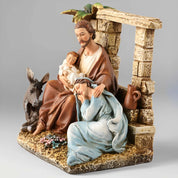 Estátua de resina católica de 7,24''H da Sagrada Família | Presépio | Configuração estável detalhada para Natal e devoção domiciliar