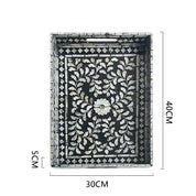 Ahunderjiaz-Bandeja Retro Shell Quadrado, Sala De Jantar E Sala De Estar, Decorações De Mesa, Armazenamento De Luxo Preto Leve, Bandeja De Frutas, Casa D