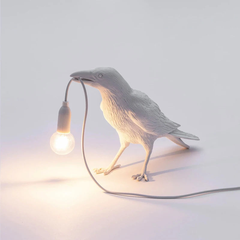 Lâmpada de parede de resina Lucky Bird Crow - Luz de parede decorativa LED para quarto e sala de estar, decoração de casa com lâmpada grátis