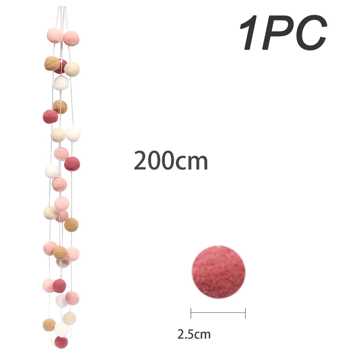 2m bola de feltro guirlanda pompom corda ornamentos para boho casa decoração do quarto chá de bebê aniversário natal decoração da parede