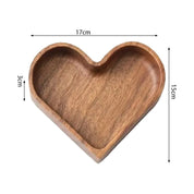 Bandeja de madeira maciça criativa em forma de coração bandeja de nogueira para nozes frutas doces sobremesas lanches jóias acessório bandeja de armazenamento em casa
