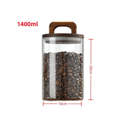 Tampa de madeira pote de vidro hermético recipiente de alimentos chá grãos de café garrafas de armazenamento de cozinha jar selado motivos frasco de doces