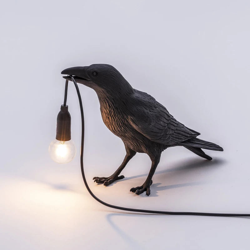 Lâmpada de parede de resina Lucky Bird Crow - Luz de parede decorativa LED para quarto e sala de estar, decoração de casa com lâmpada grátis