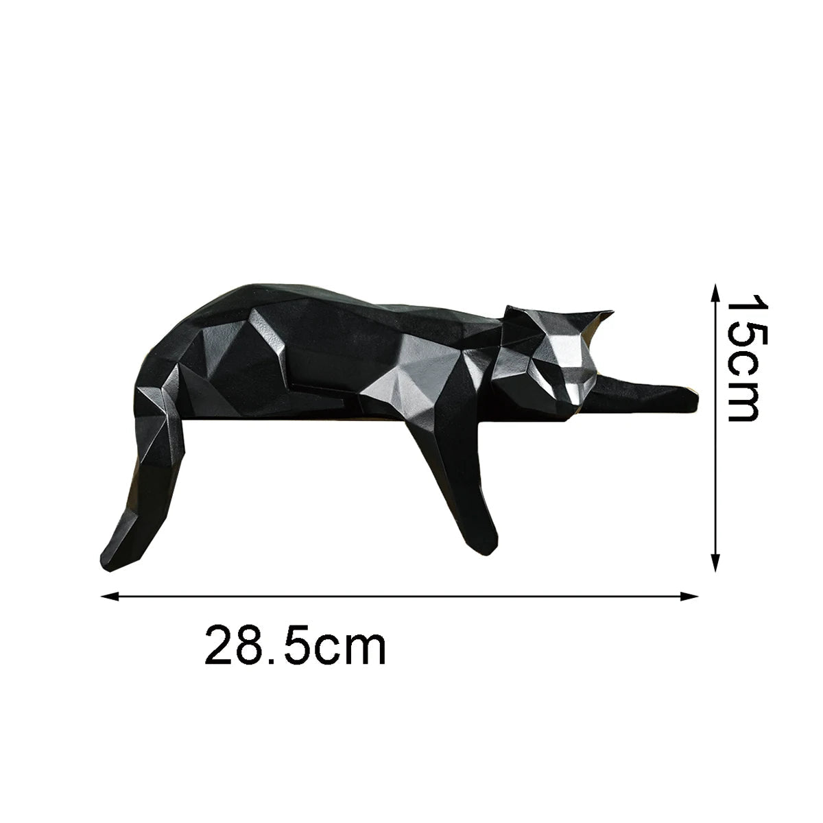 Estátua de gato branco e preto, estatueta geométrica moderna para decoração de quarto, escultura para escritório doméstico como prateleira de mesa, decoração de mesa, gato deitado