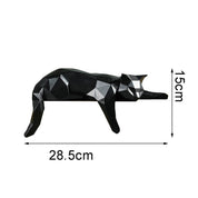 Estátua de gato branco e preto, estatueta geométrica moderna para decoração de quarto, escultura para escritório doméstico como prateleira de mesa, decoração de mesa, gato deitado