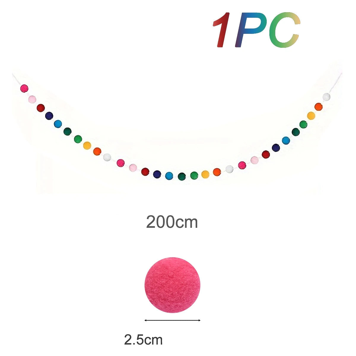 2m bola de feltro guirlanda pompom corda ornamentos para boho casa decoração do quarto chá de bebê aniversário natal decoração da parede