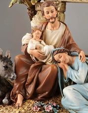 Estátua de resina católica de 7,24''H da Sagrada Família | Presépio | Configuração estável detalhada para Natal e devoção domiciliar