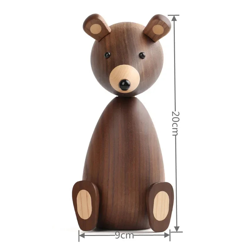 Dinamarca de madeira urso marrom decoração para casa estatuetas alta qualidade design nórdico decoração do quarto presentes/artesanato/brinquedos da família decoração para casa