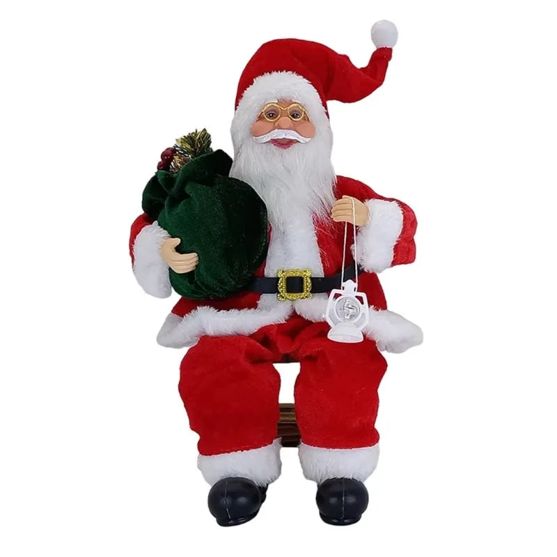 Decoração de personagem de natal pendurado decoração de árvore de natal boneca brinquedo 14 polegada sentado papai noel estátua presente