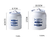 Jarro selado cerâmico com tampa, jarra do armazenamento da mercearia, grande capacidade, transportador portátil do chá, armazenamento do petisco da umidade-prova, uso home