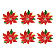 6 pçs anéis de guardanapo de natal árvore de natal floco de neve veados quebra-nozes guardanapo titular fivela de guardanapo de ouro para festa de natal decoração de mesa